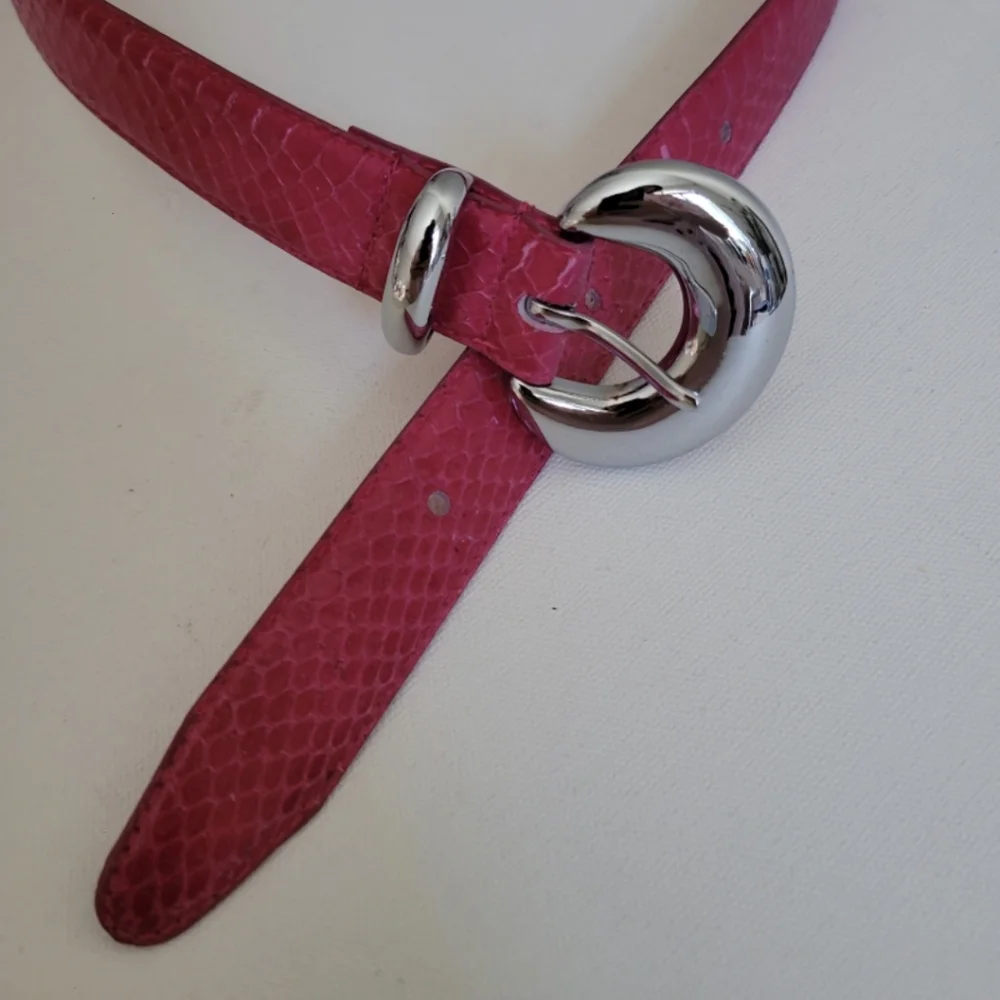 Vintage Hot Pink Snakeskin Ladies Belt Sz S